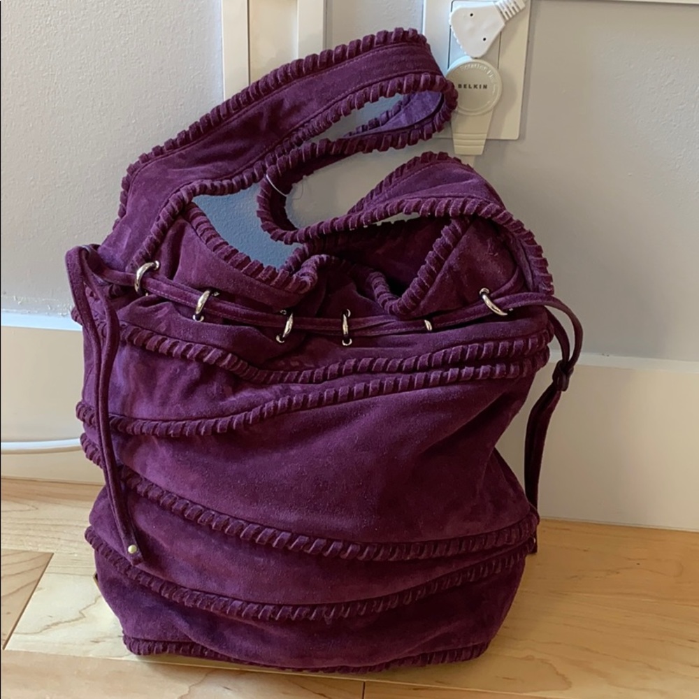 Kooba Bryce Whipstitch Shoulder Bag Italian Suede